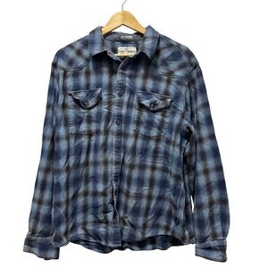 Cody James Pearl Snap Western Shirt Mens XL Blue Plaid Flannel Cowboy Ranch